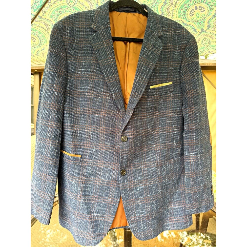 Johnston & Murphy Collection Men's Blazer Large Premium European Fabric Plaid